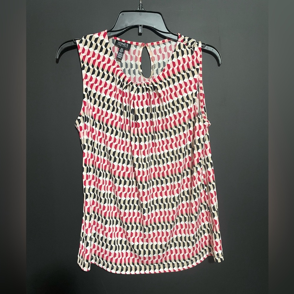 Jones New York Pink and Black Geometric Blouse